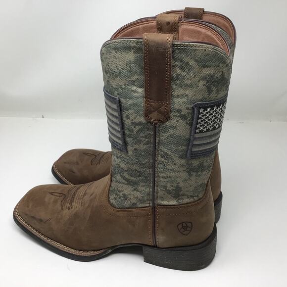 Ariat Mens Sport Patriot Western Boot Distressed Brown Sage Camo Size 8.5 Used main image 4